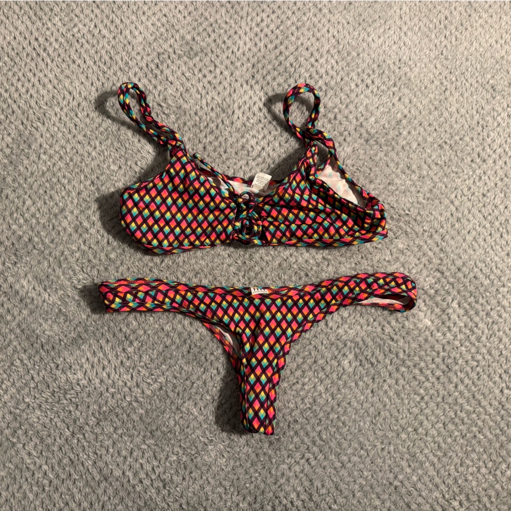 Wicked Weasel Vibrant Diamond Pattern Bikini Set - image 1